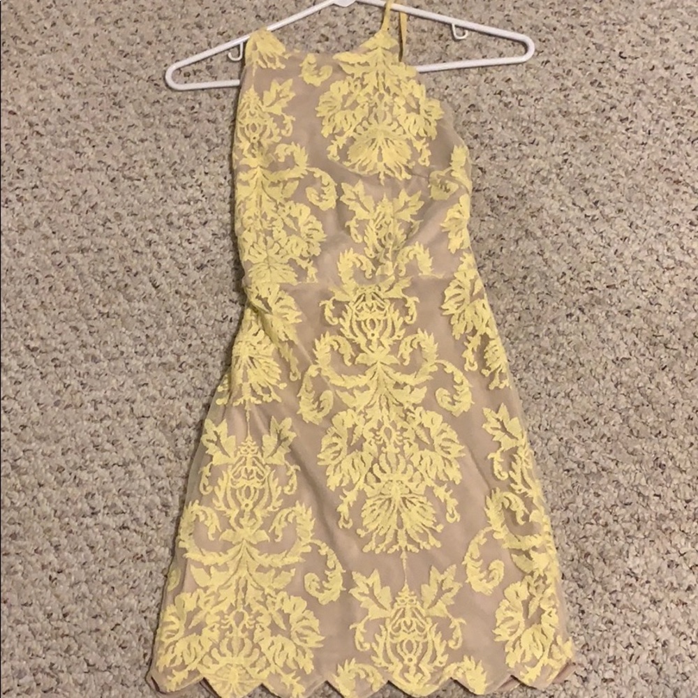 yellow and tan tight dress